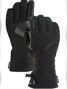 Head Unisex Black Ski Gloves w/DuPont Sorona Insulation Zipper Pocket NWoT SMALL